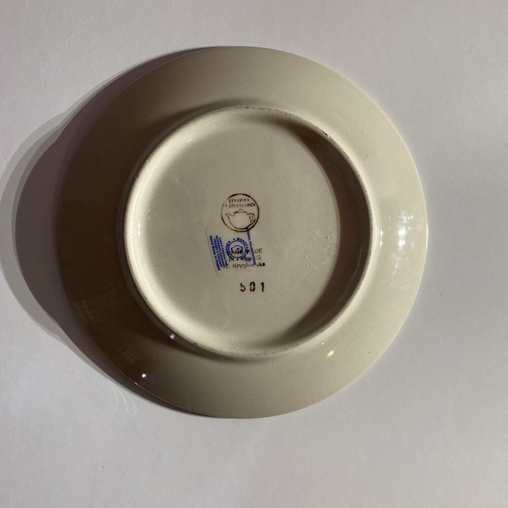 Polish Pottery Bread Dessert Plate 7” Blue Sage Floral Ceramika Z Boleslawca - Picture 2 of 4